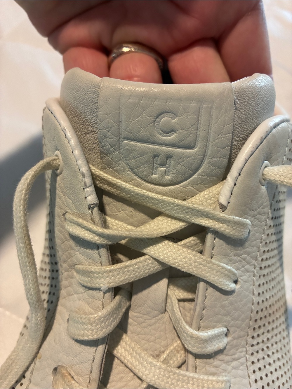 Cole Haan Men's Perforated Leather Sneakers - Off-White/Cream - Picture 4 of 5
